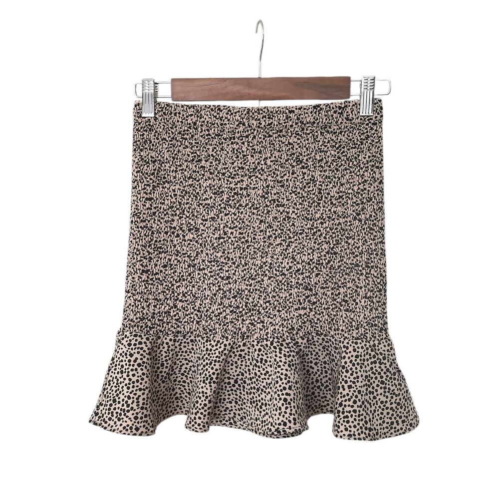 O.Vianca Smocked Ruffle Hem High Waist Skirt Women M Feminine Cottagecore Preppy